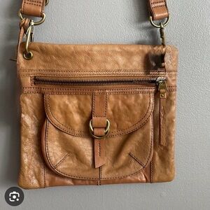 Fossil Tan Leather Crossbody Bag
